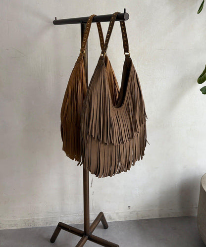 麂皮流蘇半肩包