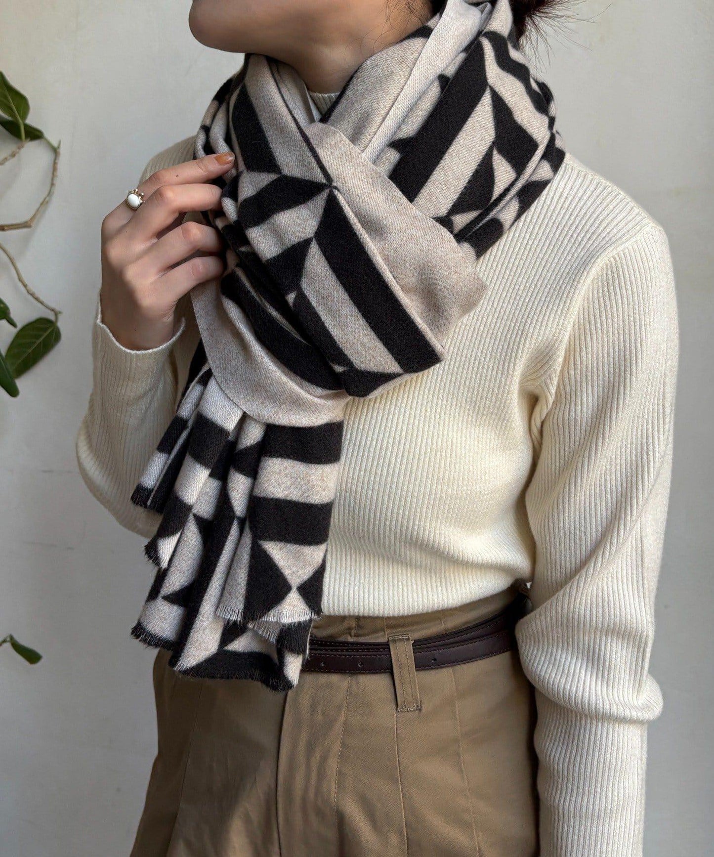 幾何圖案印花圍巾