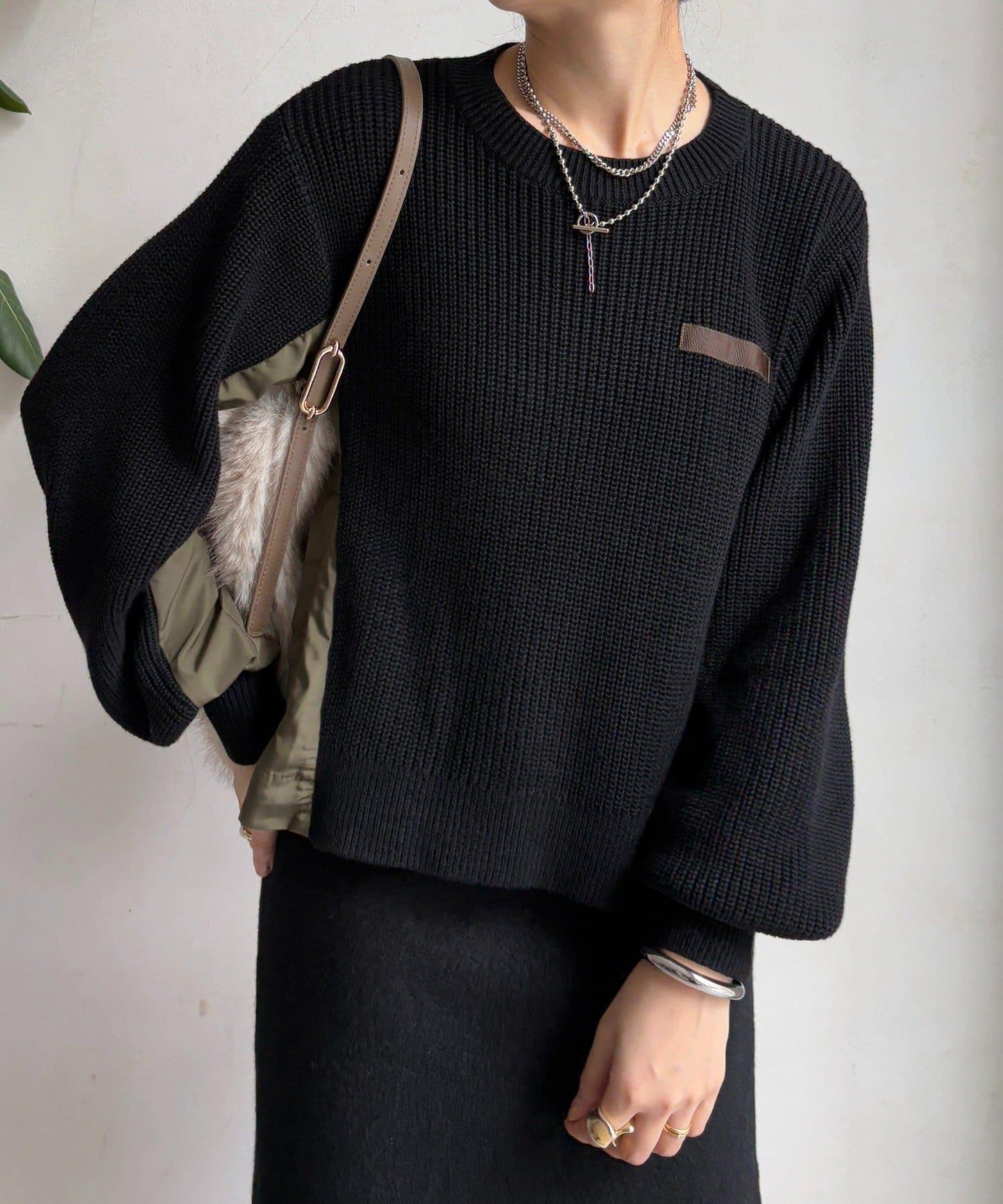 軍風拼接針織衫