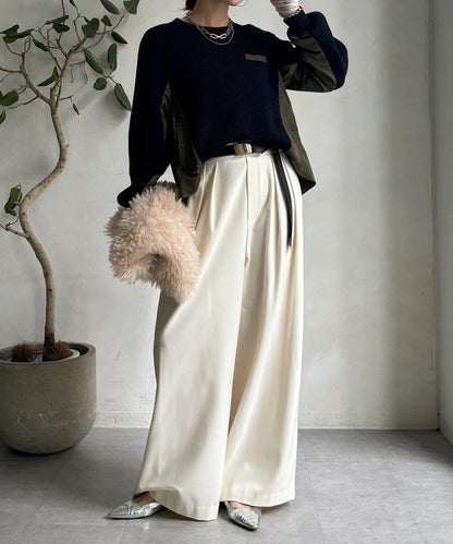 軍風拼接針織衫