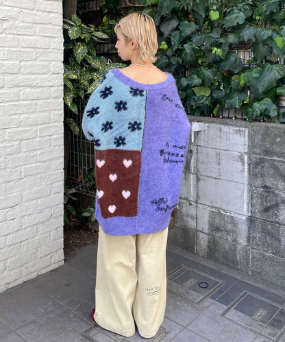 【HELLO.SANFRANCISCO/ハローサンフランシスコ】提花拼接愛心紐扣開衫