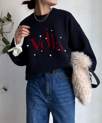 珍珠標誌針織上衣