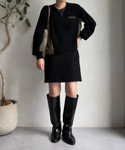 軍風拼接針織衫