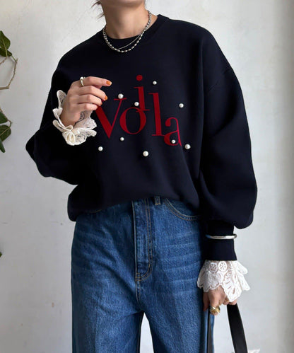 珍珠標誌針織上衣