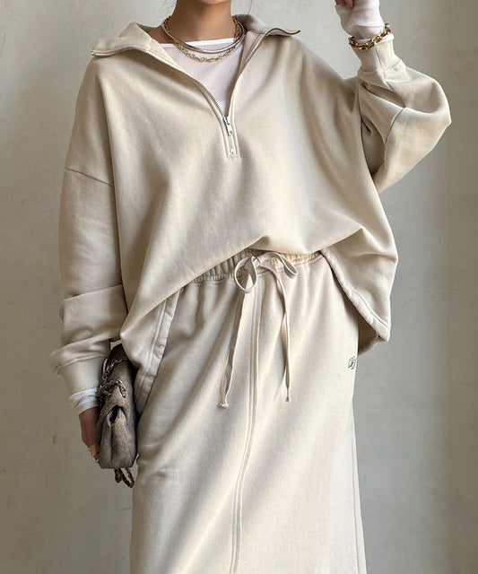 加絨抽繩半拉鍊套頭衫