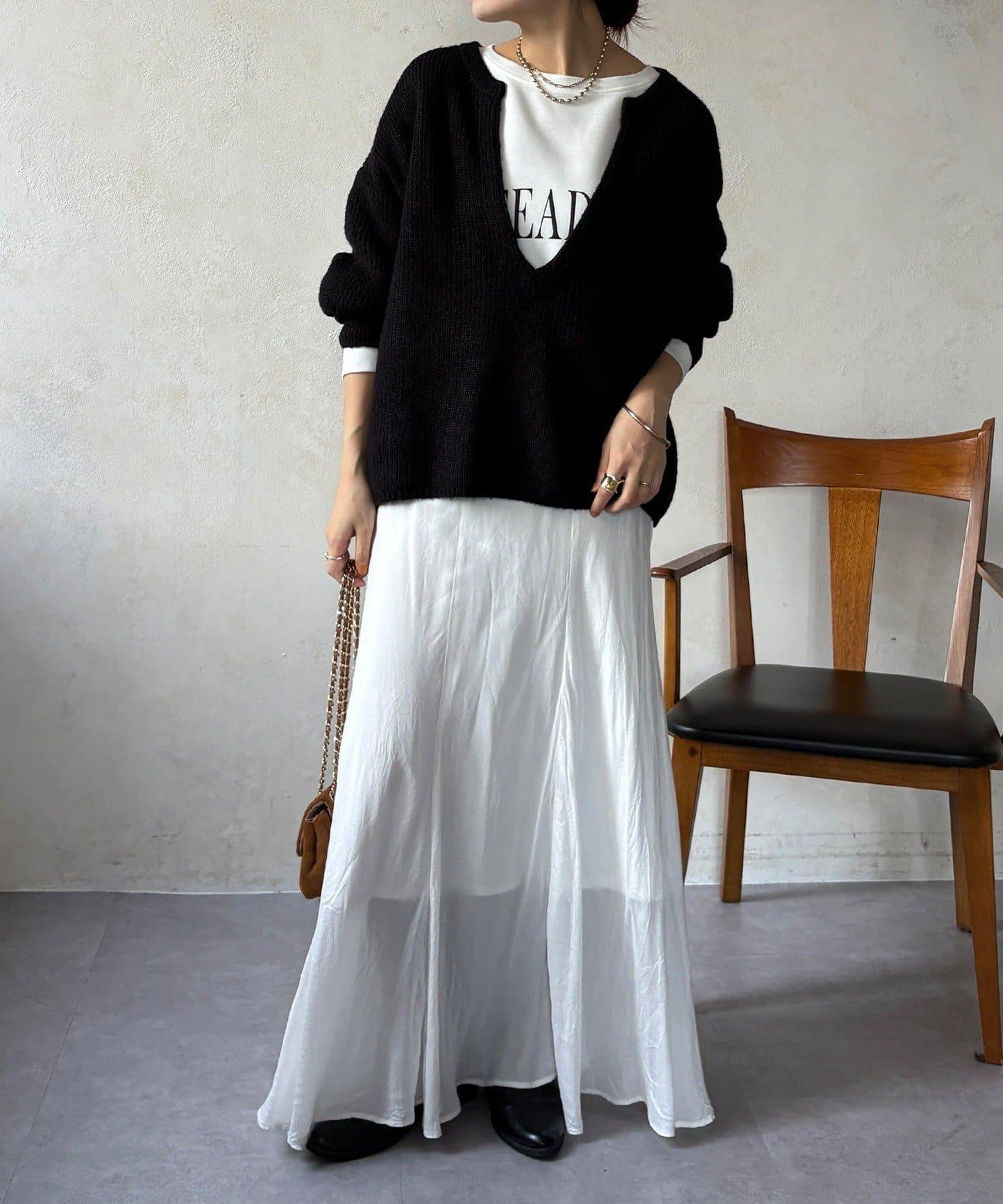 羊毛混紡開領套頭衫