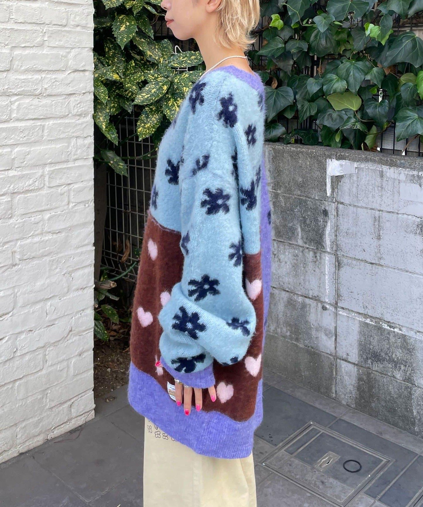 【HELLO.SANFRANCISCO/ハローサンフランシスコ】提花拼接愛心紐扣開衫