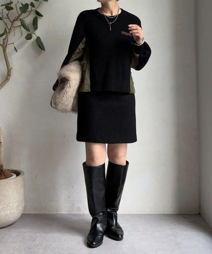 軍風拼接針織衫