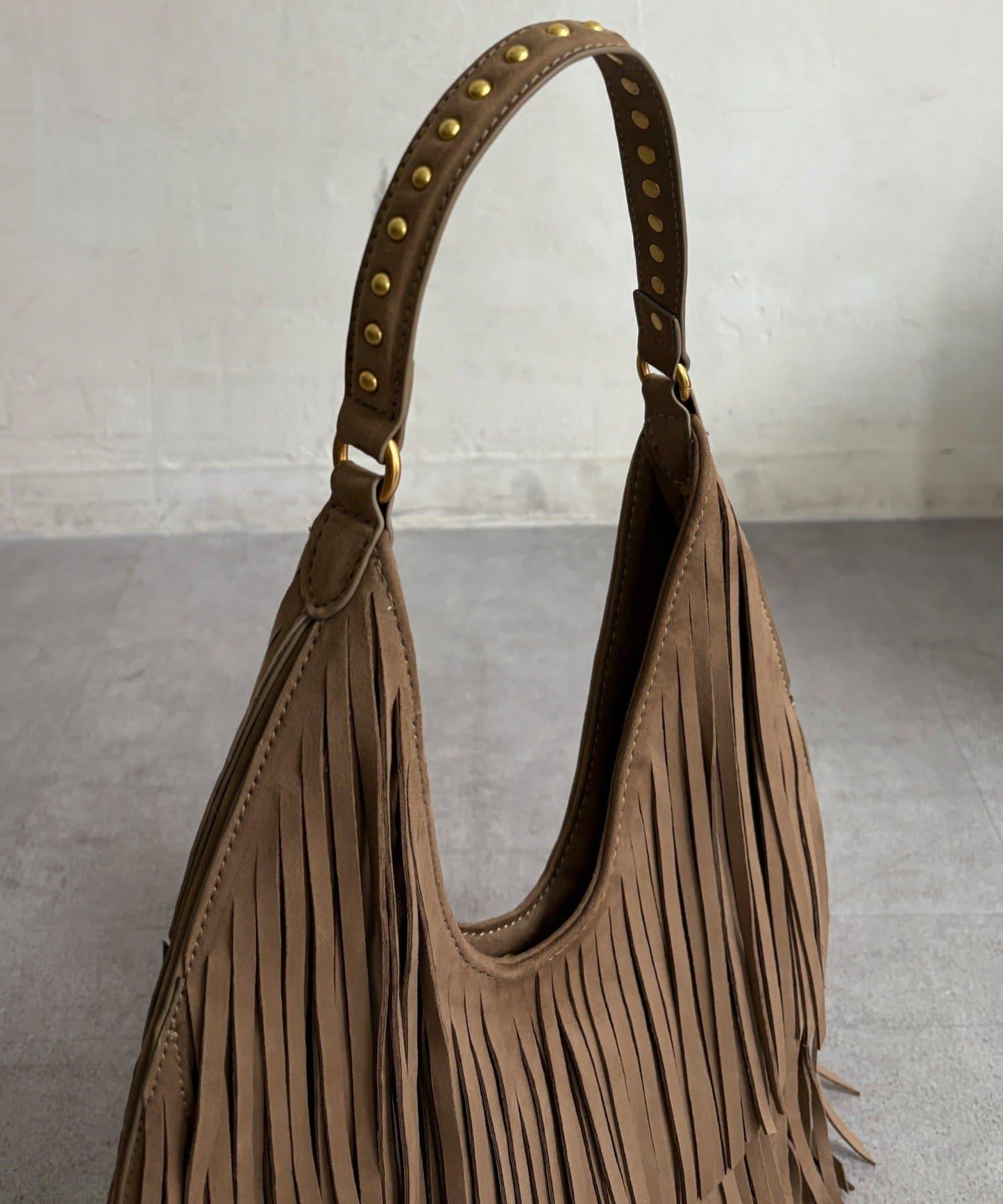 麂皮流蘇半肩包