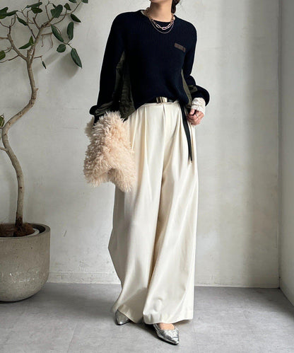 軍風拼接針織衫