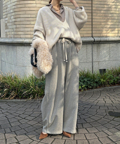 羊毛混紡開領套頭衫