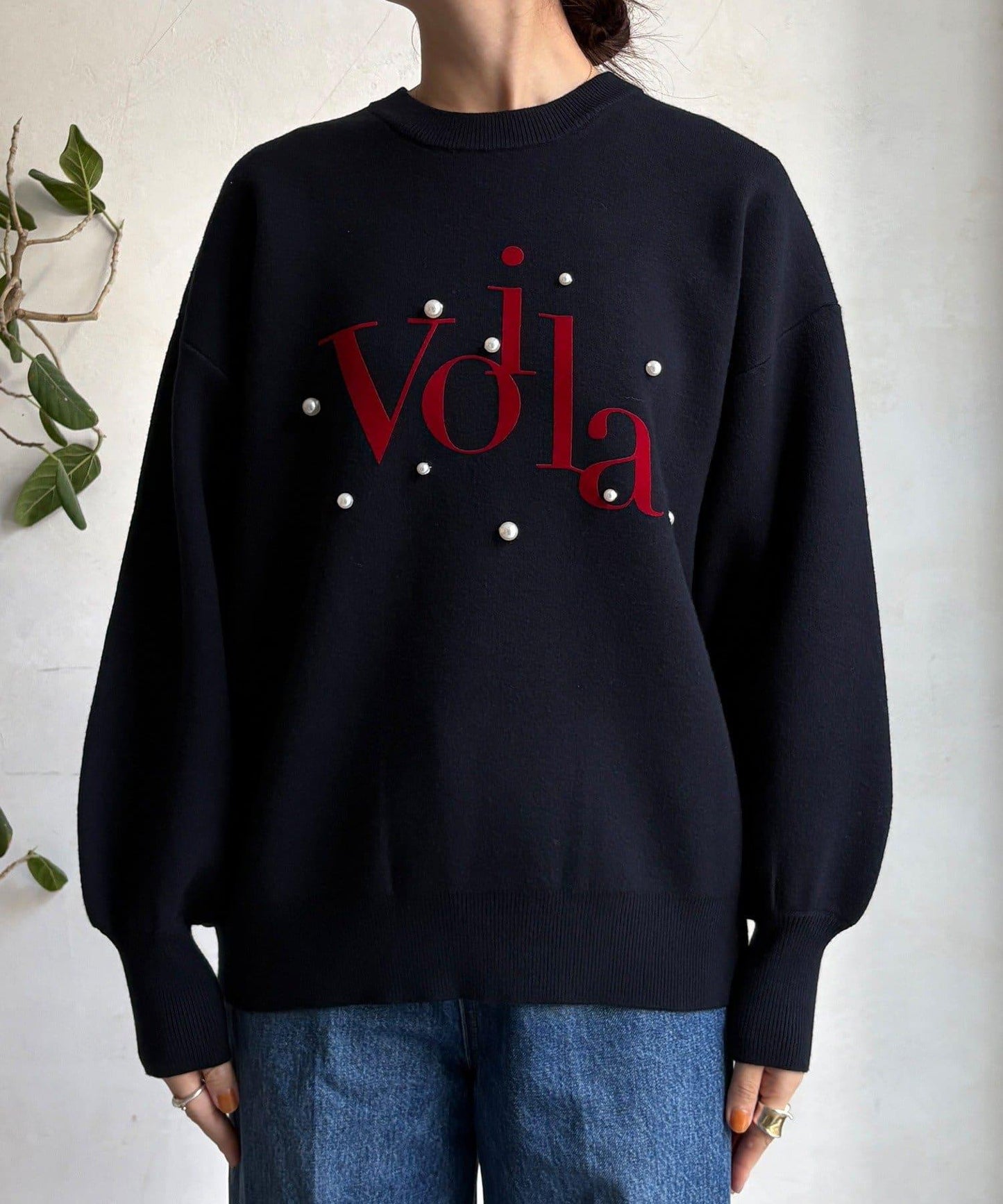 珍珠標誌針織上衣