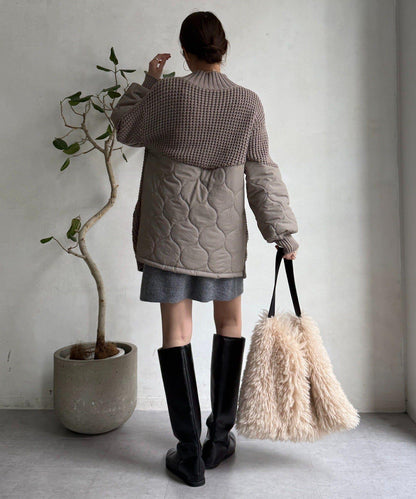 拼接絎縫針織衫