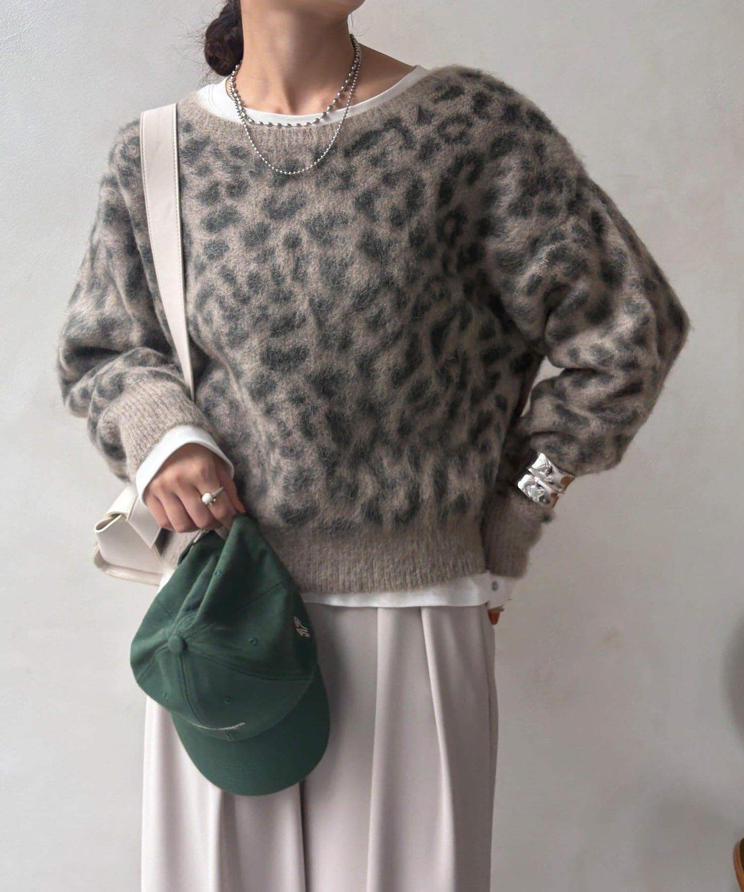 豹紋起毛針織衫