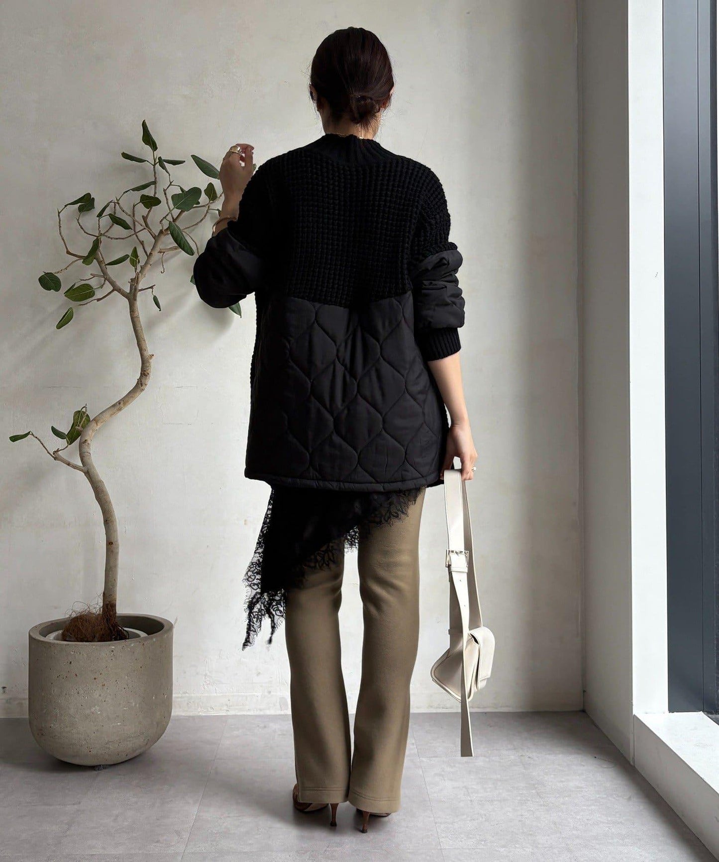 拼接絎縫針織衫