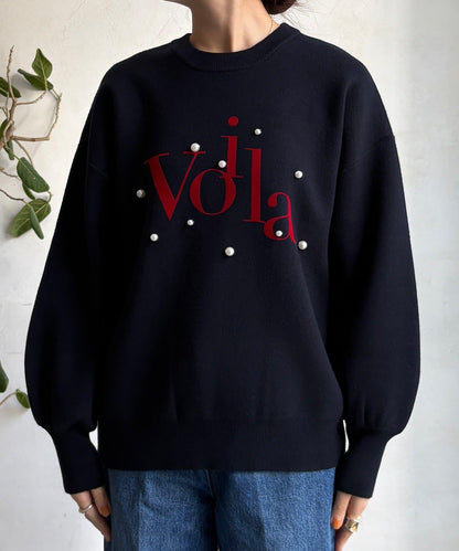 珍珠標誌針織上衣