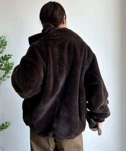 仿貂毛立領毛絨外套