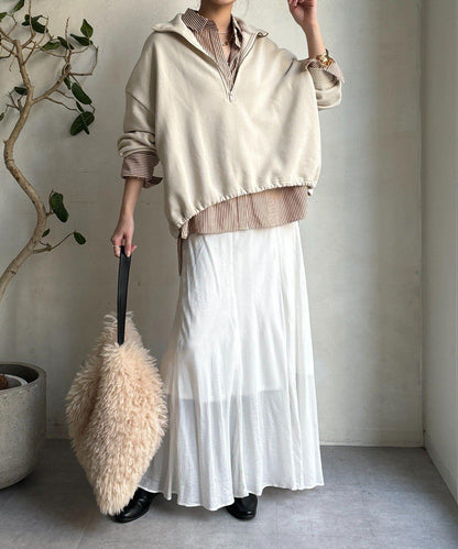 加絨抽繩半拉鍊套頭衫