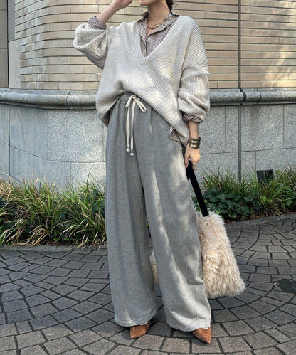 羊毛混紡開領套頭衫