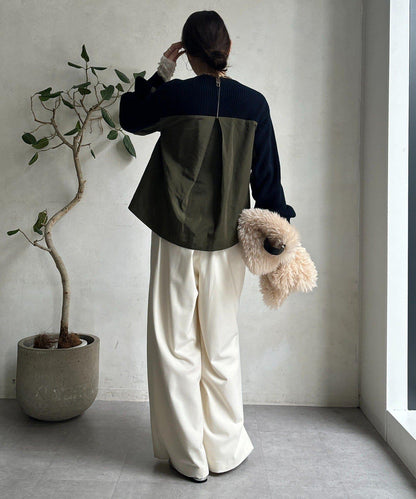 軍風拼接針織衫