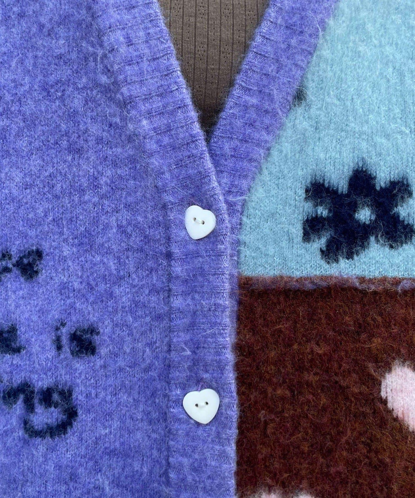 【HELLO.SANFRANCISCO/ハローサンフランシスコ】提花拼接愛心紐扣開衫