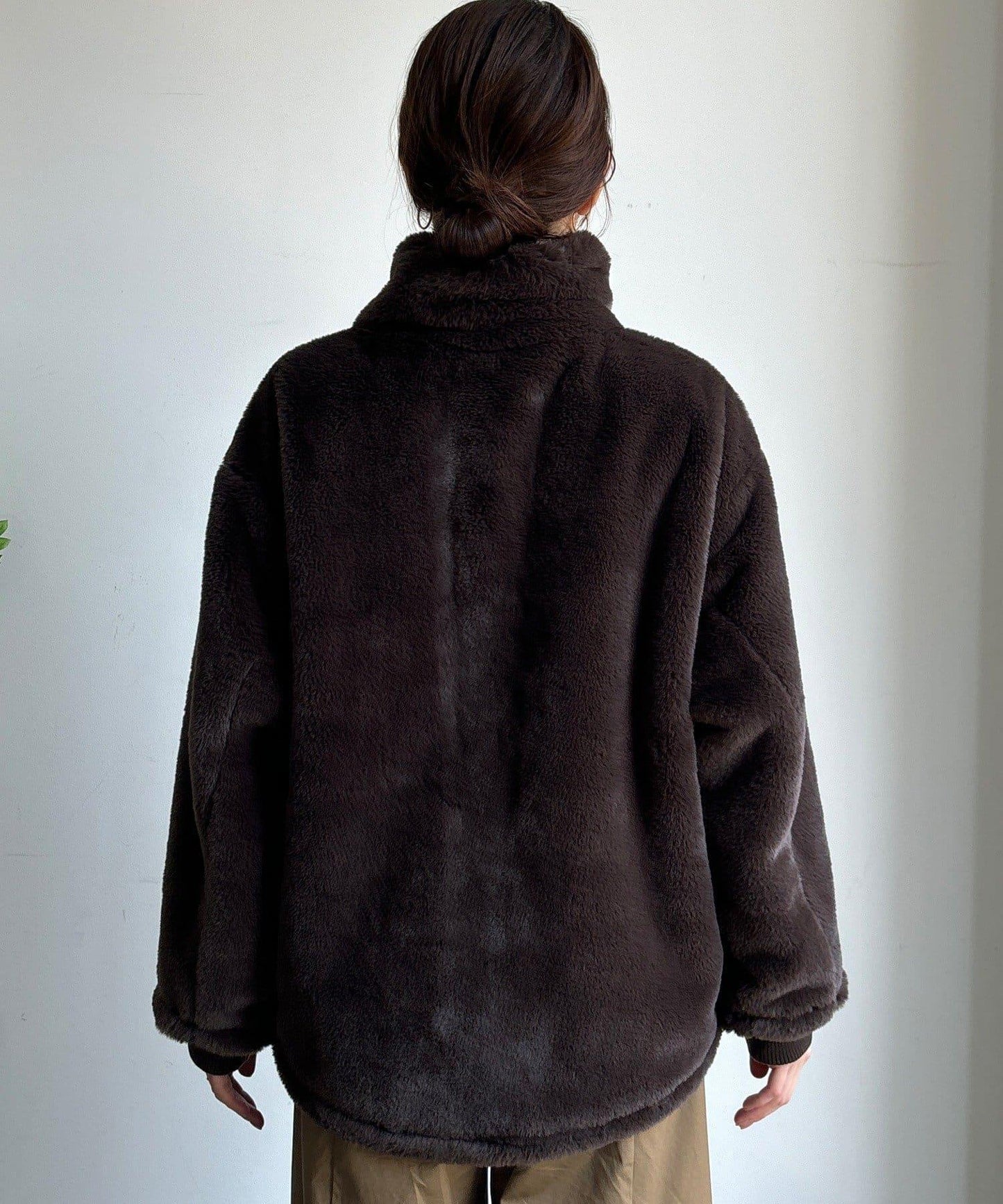 仿貂毛立領毛絨外套