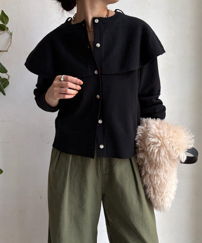 棒領帶披肩開衫