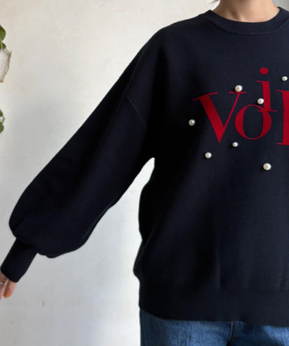 珍珠標誌針織上衣