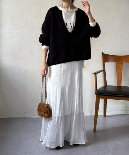 羊毛混紡開領套頭衫