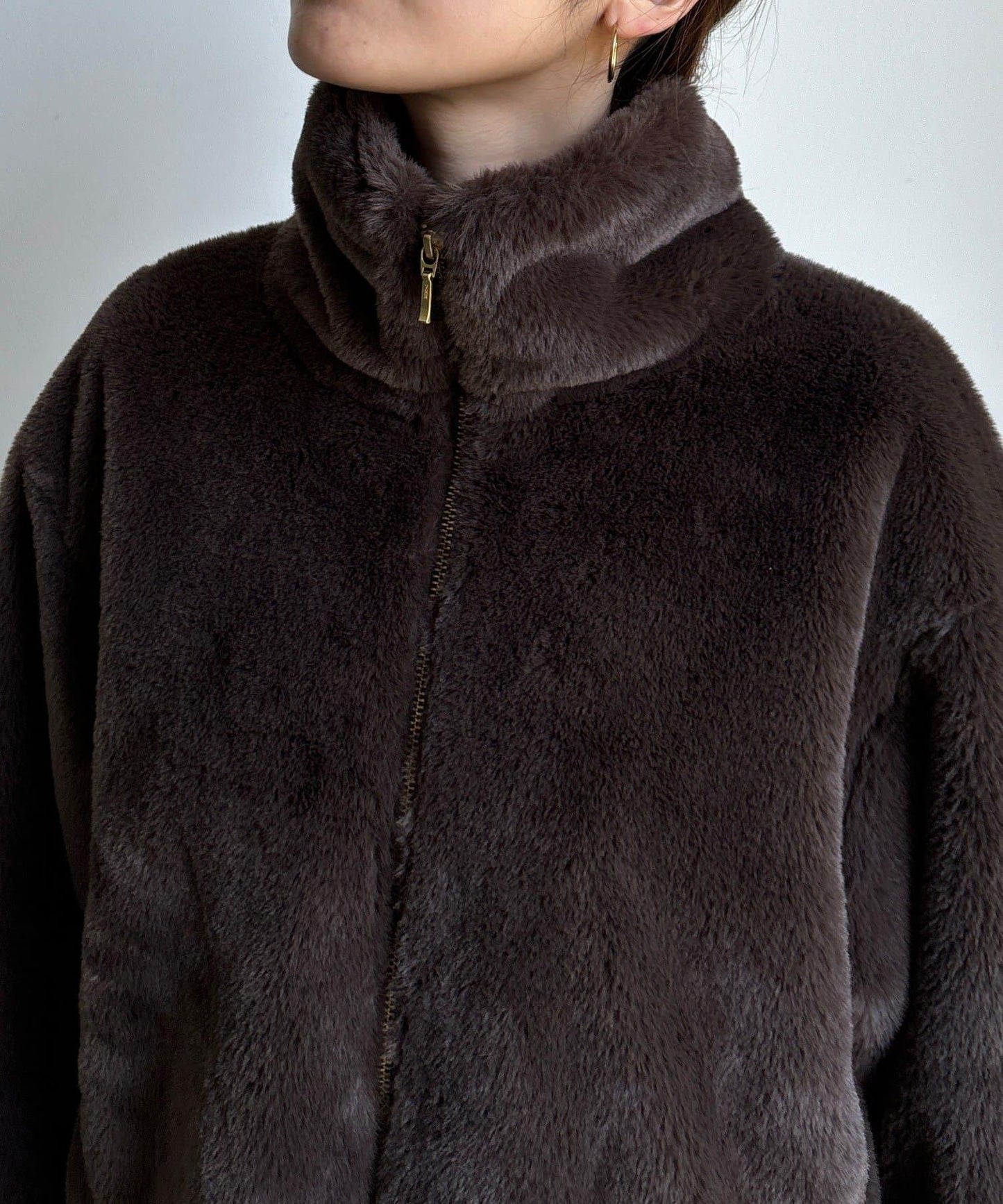 仿貂毛立領毛絨外套