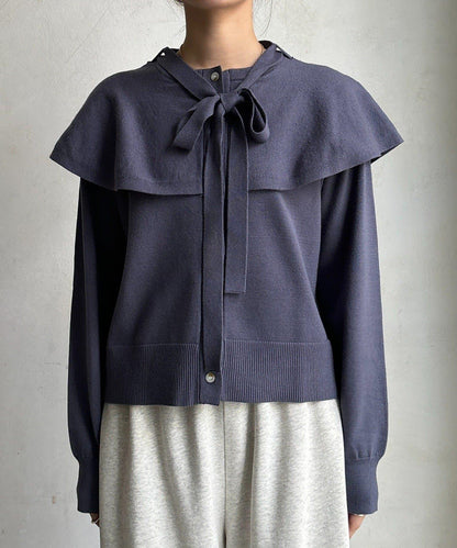 棒領帶披肩開衫