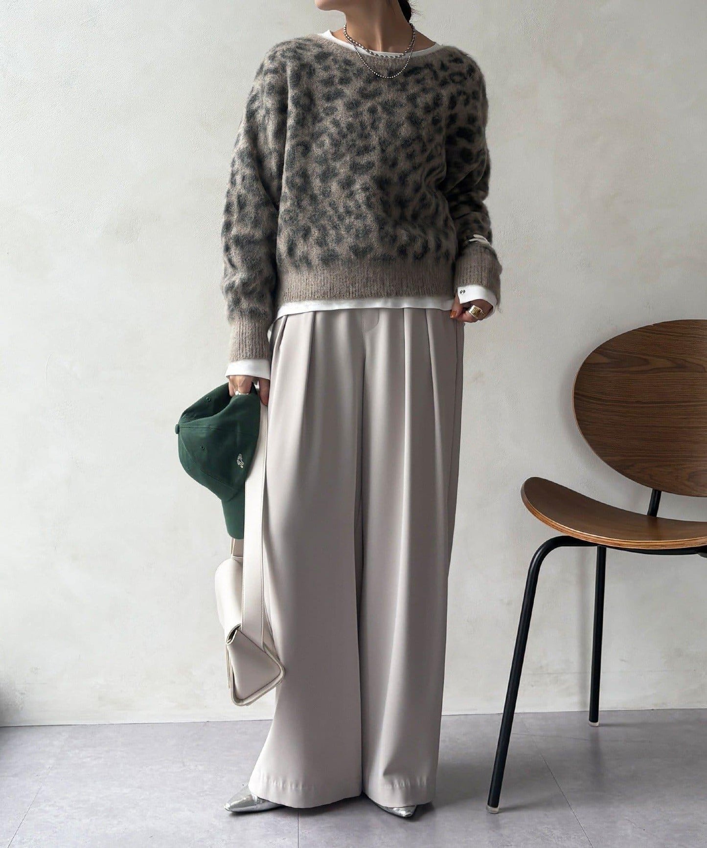 豹紋起毛針織衫