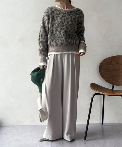 豹紋起毛針織衫