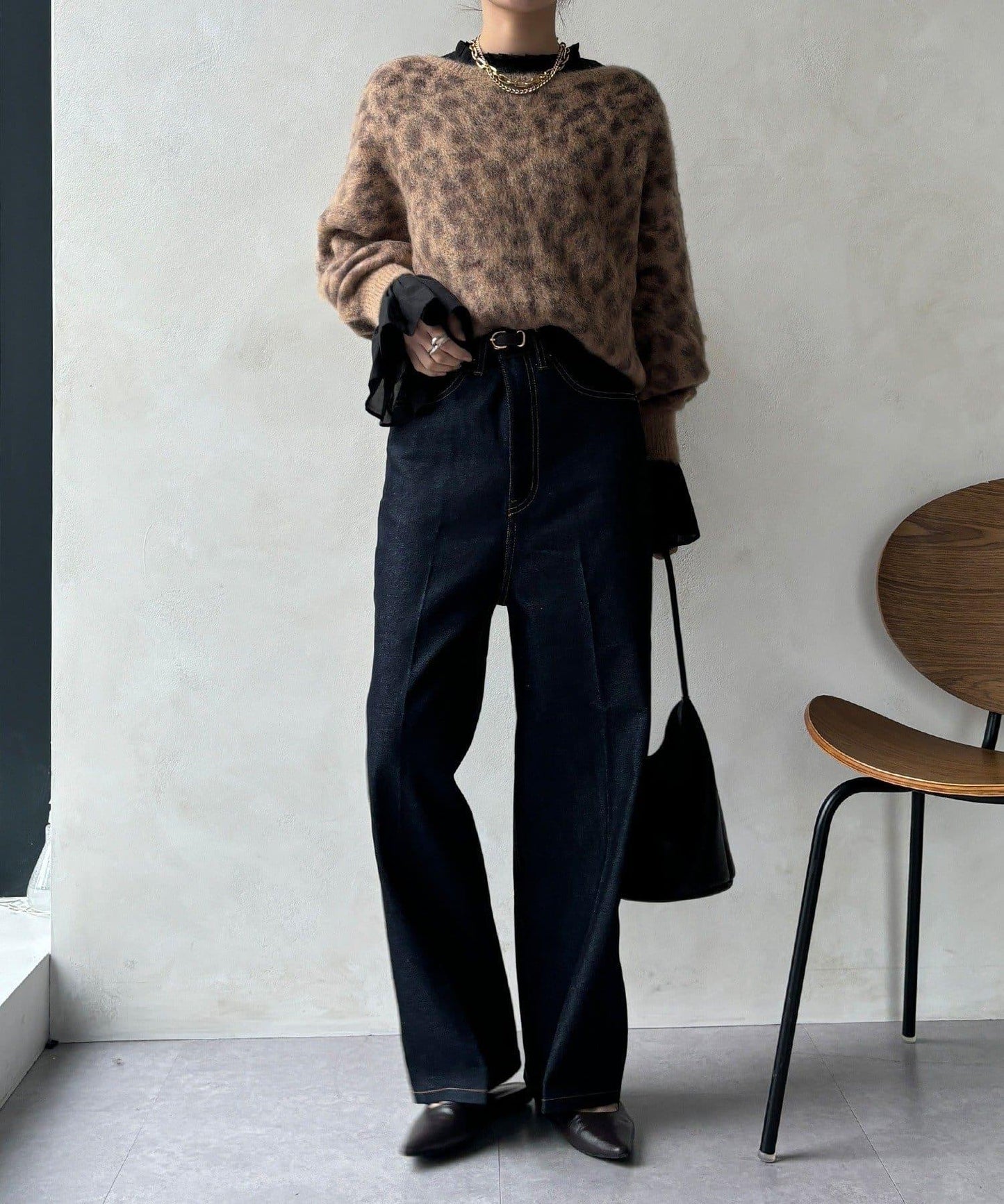 豹紋起毛針織衫