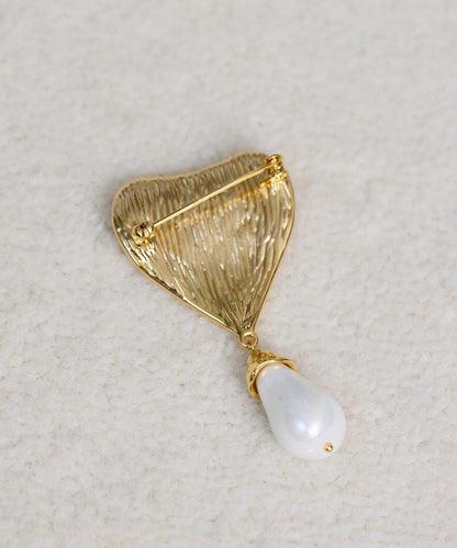 愛心×水滴珍珠胸針