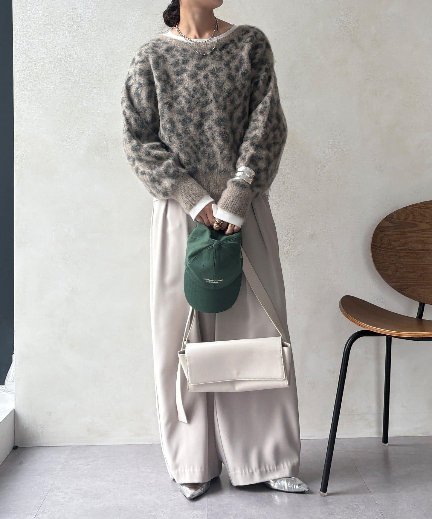 豹紋起毛針織衫