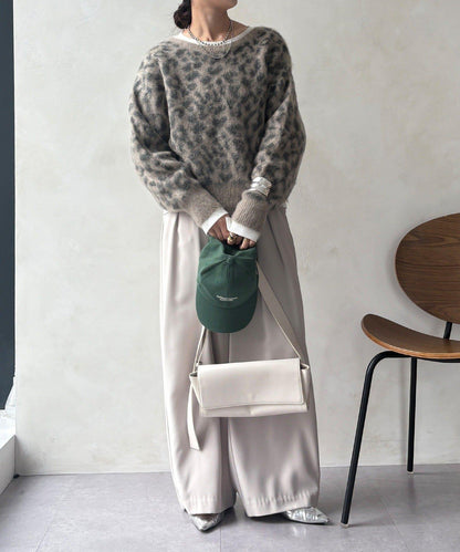 豹紋起毛針織衫