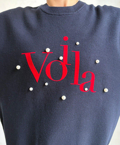 珍珠標誌針織上衣