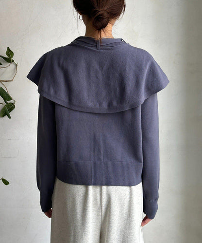 棒領帶披肩開衫