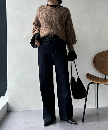 豹紋起毛針織衫