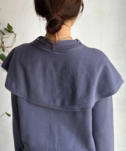 棒領帶披肩開衫