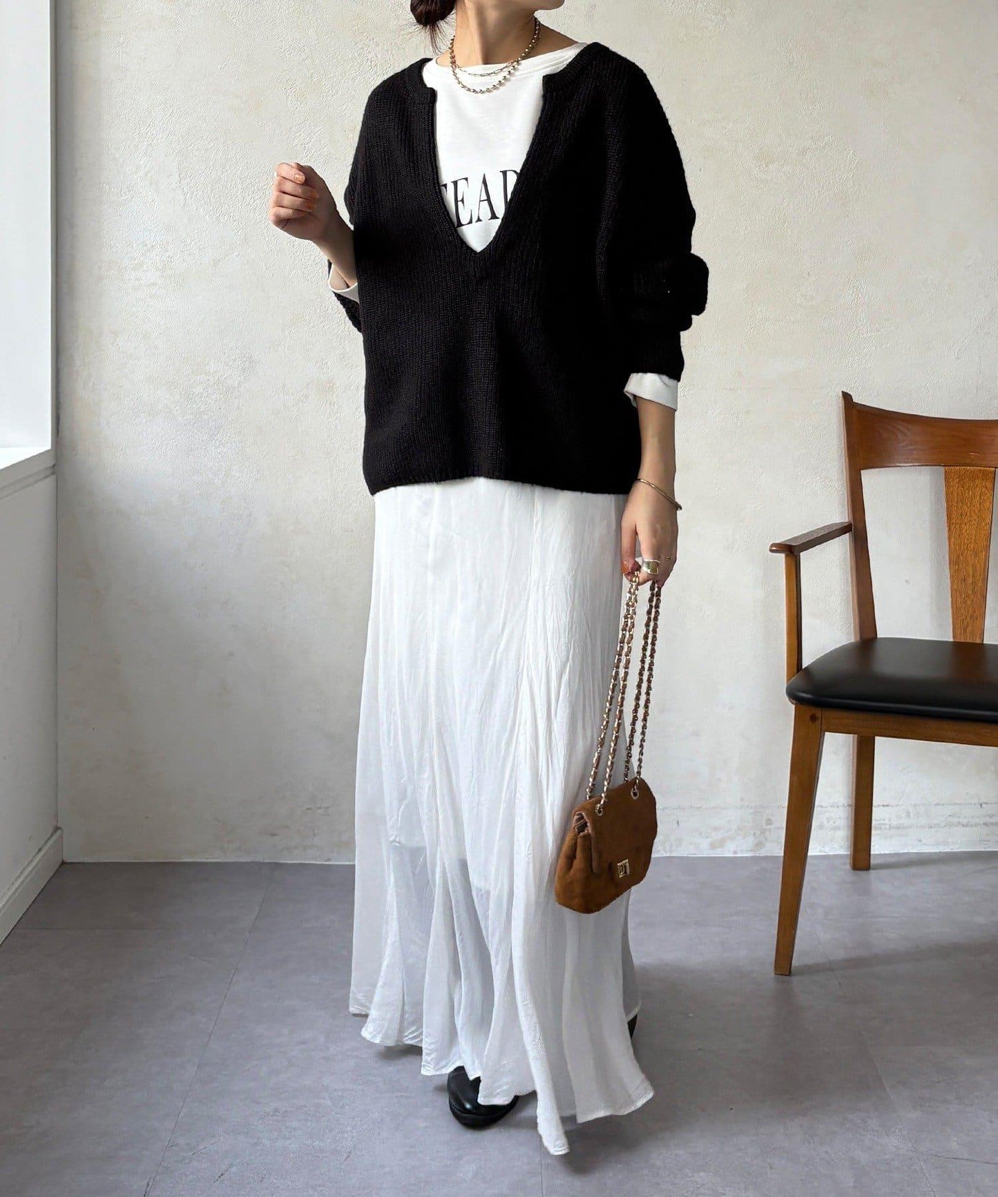 羊毛混紡開領套頭衫