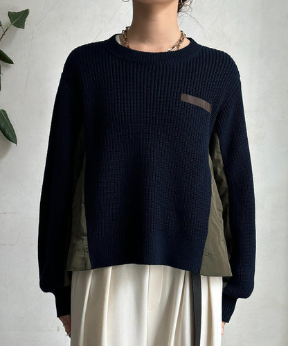 軍風拼接針織衫