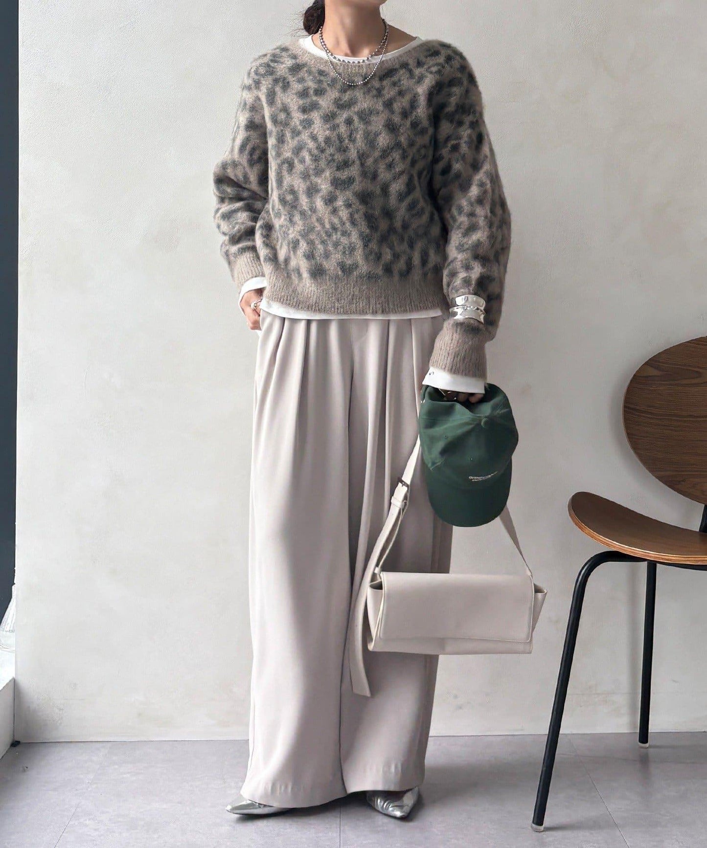 豹紋起毛針織衫