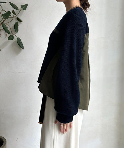 軍風拼接針織衫