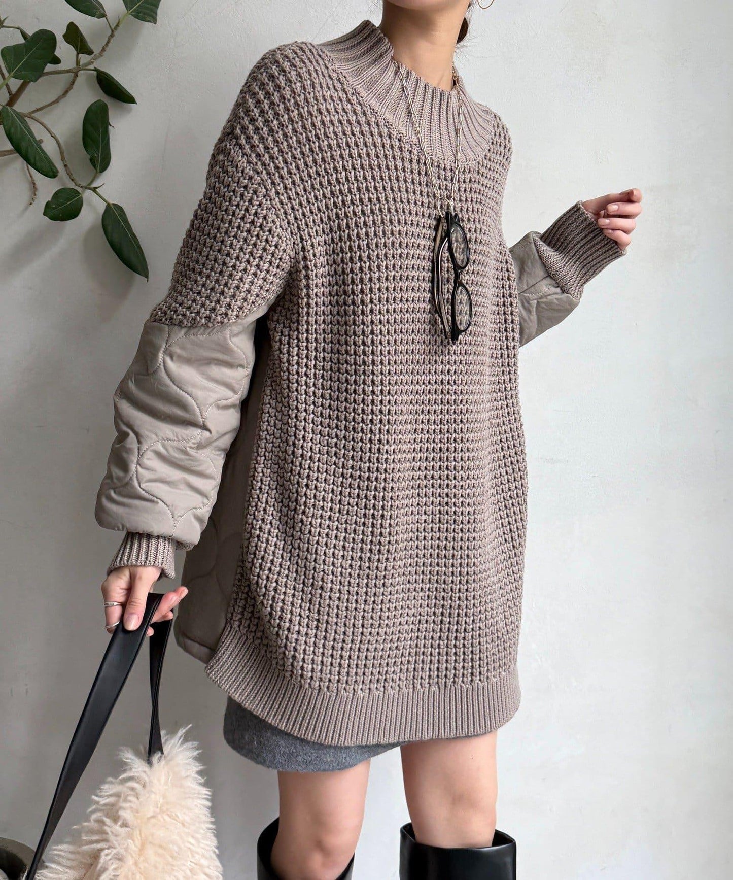 拼接絎縫針織衫