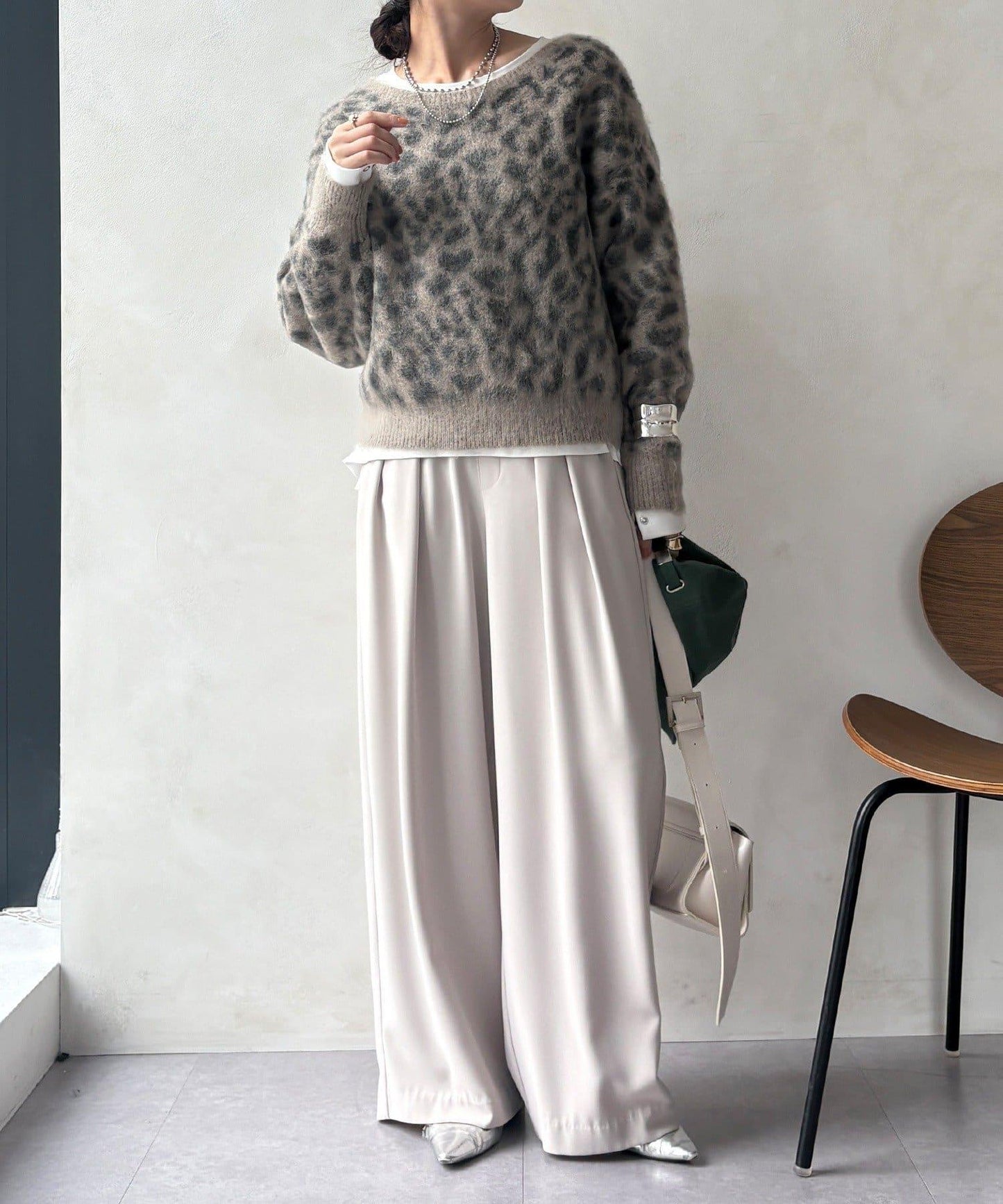 豹紋起毛針織衫