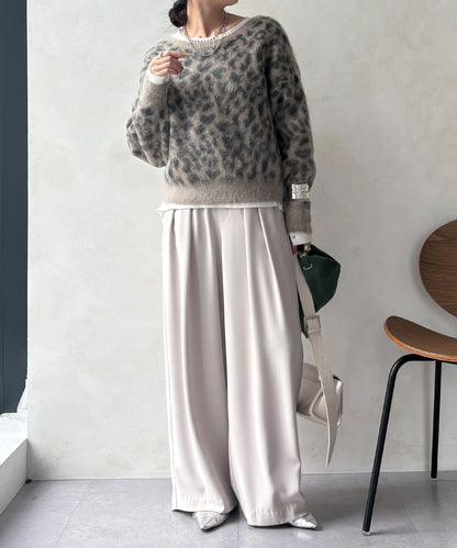 豹紋起毛針織衫