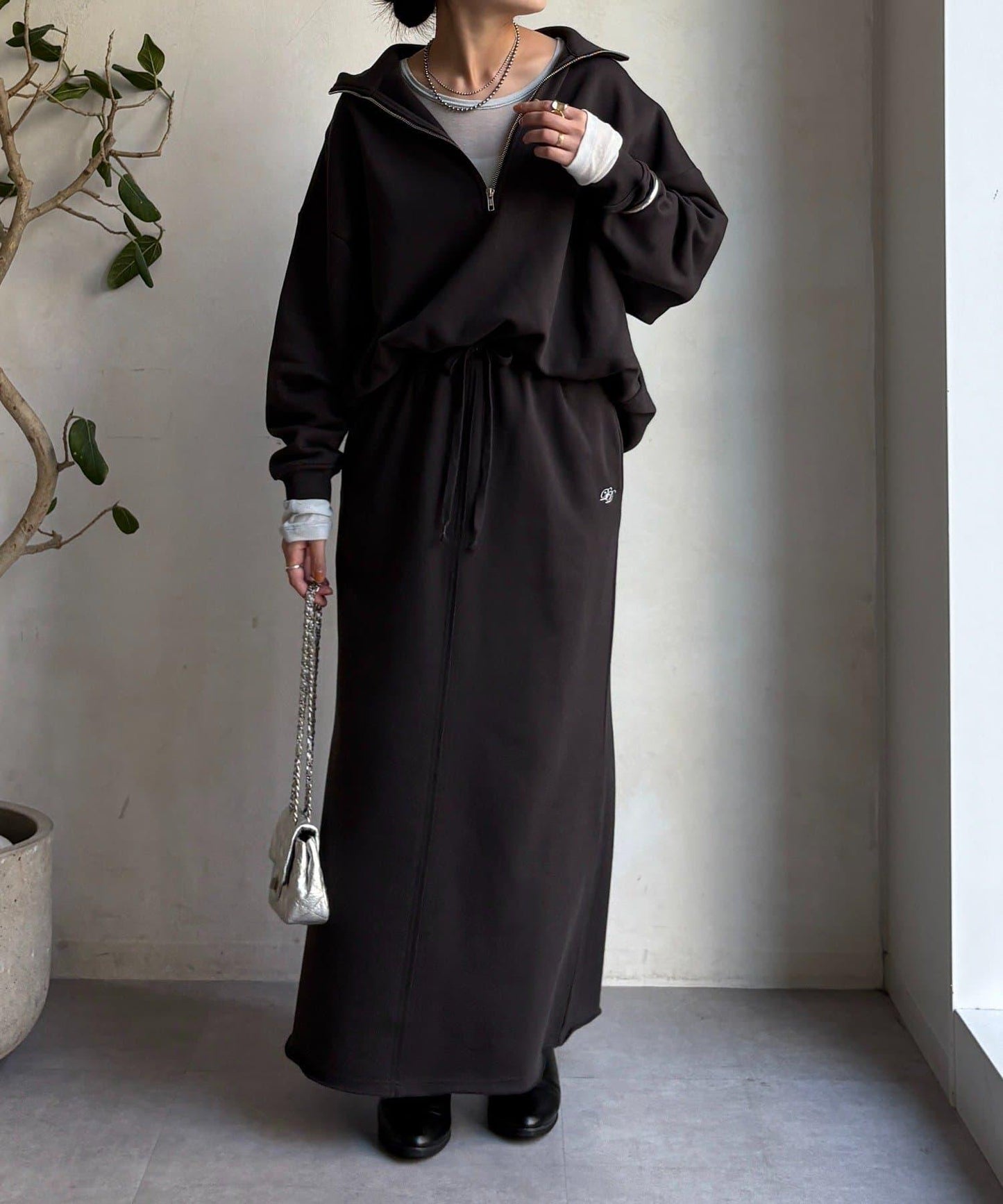 加絨DD刺繡半身裙