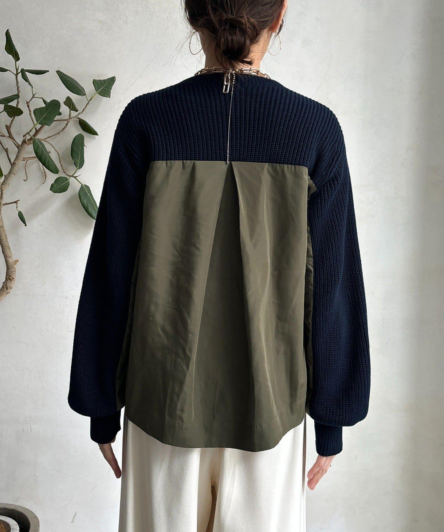 軍風拼接針織衫